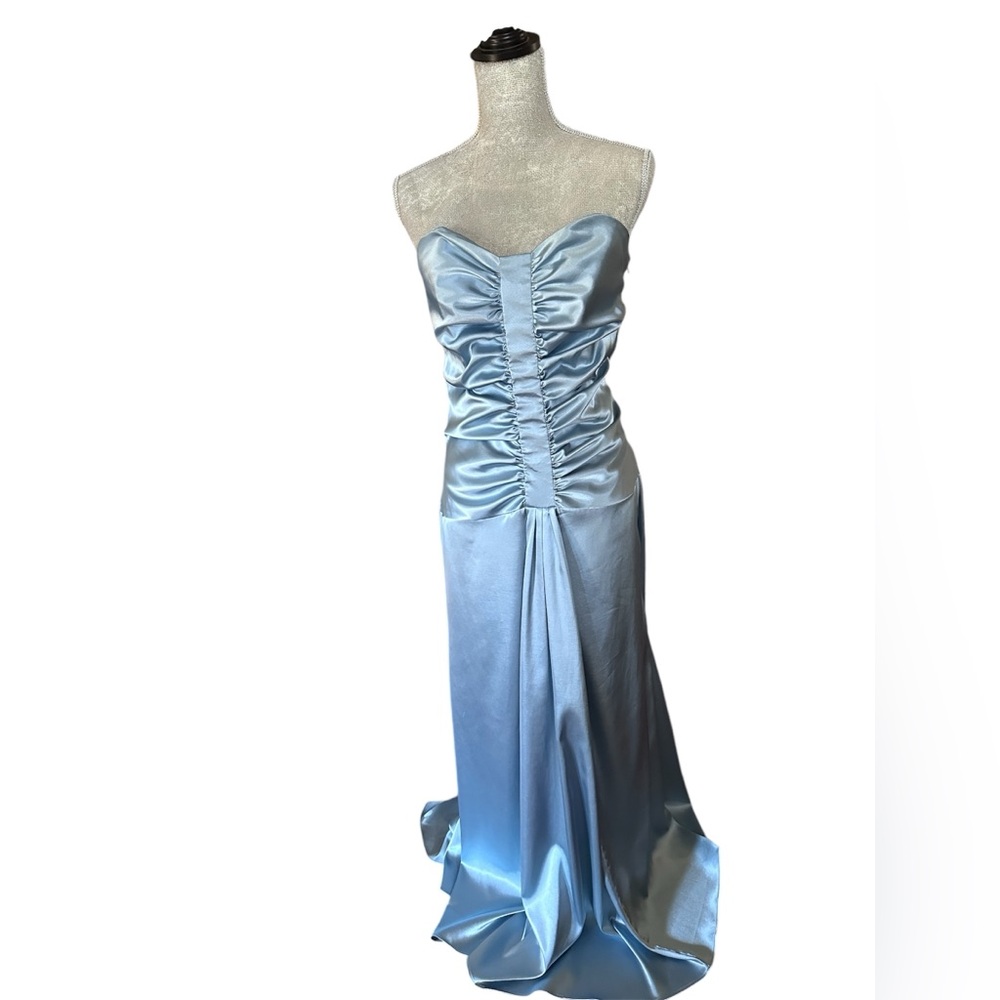 Vintage Jessica McClintock Pale Blue Strapless Gown Prom